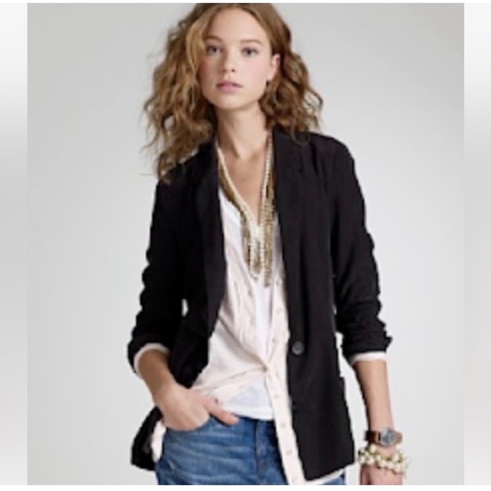 James Perse Standard Black French Terry Shawl Collar Blazer Jacket Size 4 L/XL